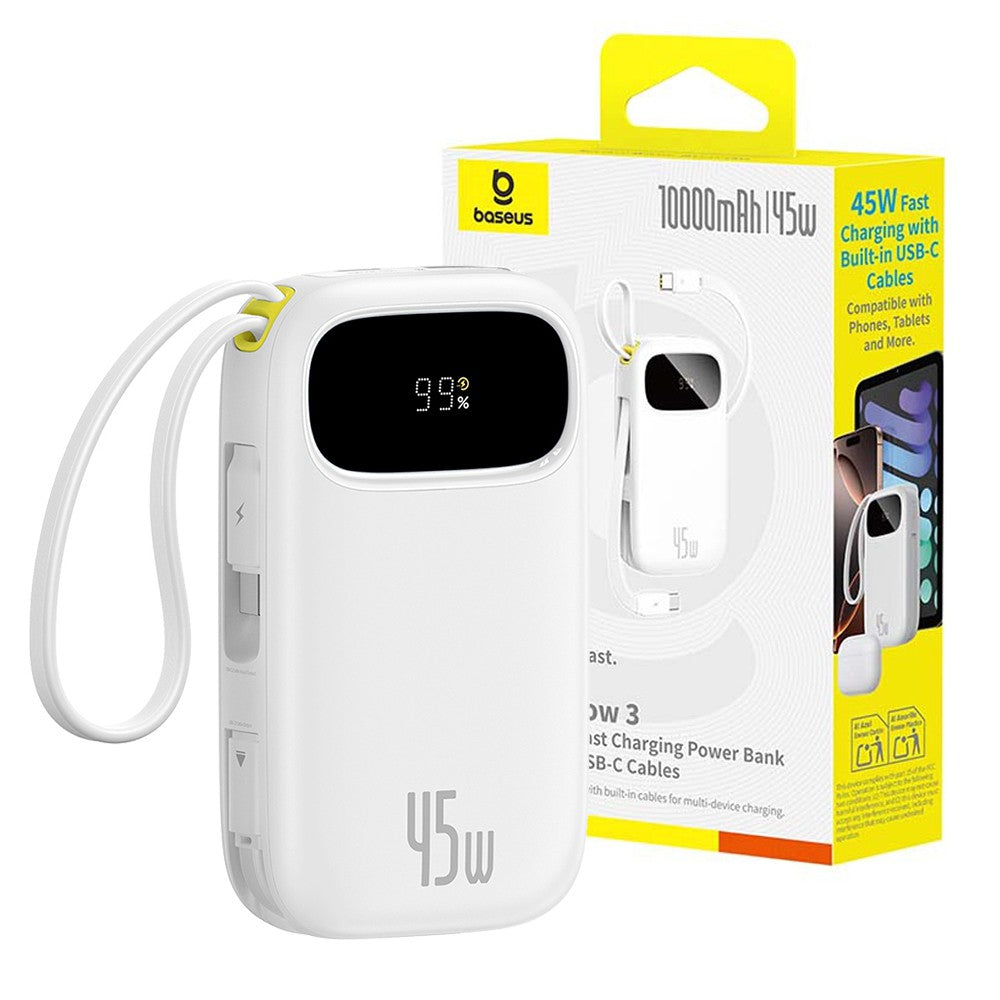 EnerFill FC31 Digital Display Power Bank – 10,000mAh, 45W Fast Charging, Dual Built-In Cables