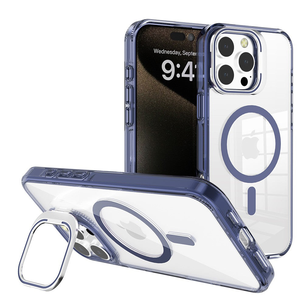 Lens Flip Stand Transparent Magsafe Case for iPhone 16e