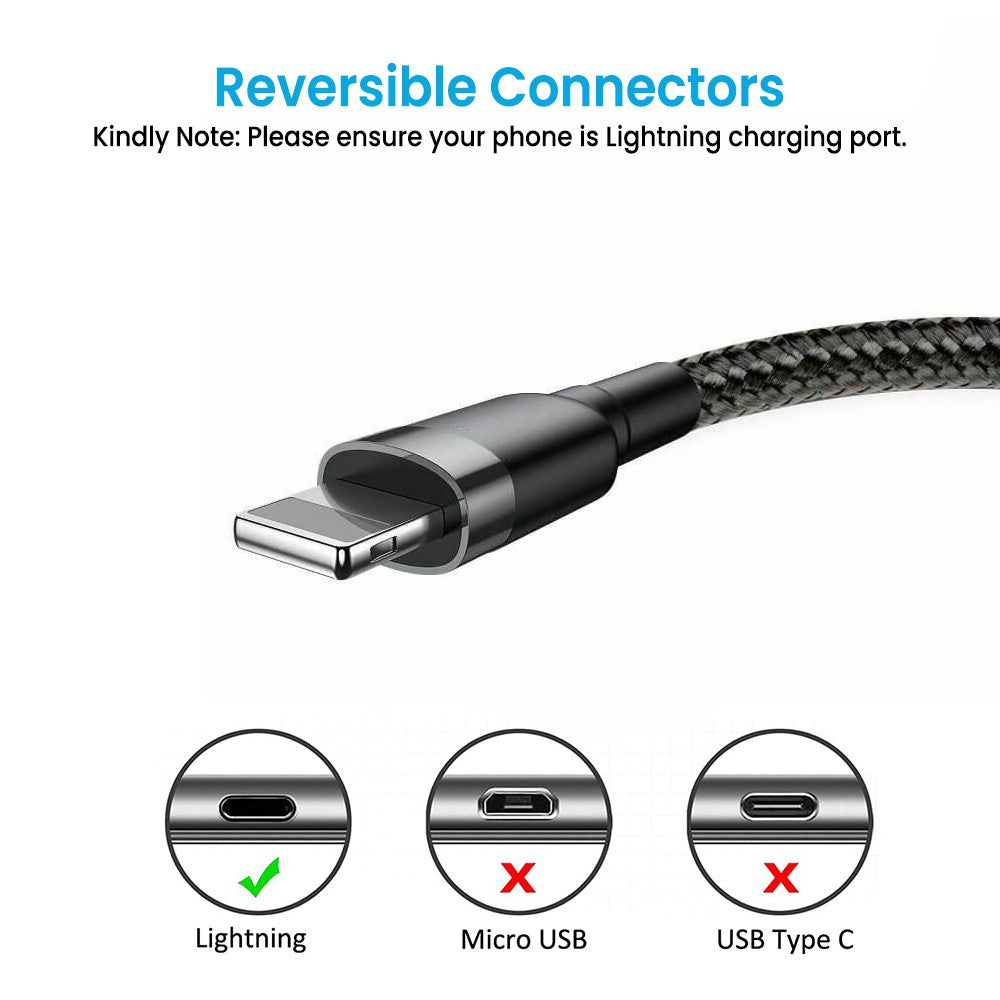 Braided Lightning to USB-A Fast Charging Cable 0.3M