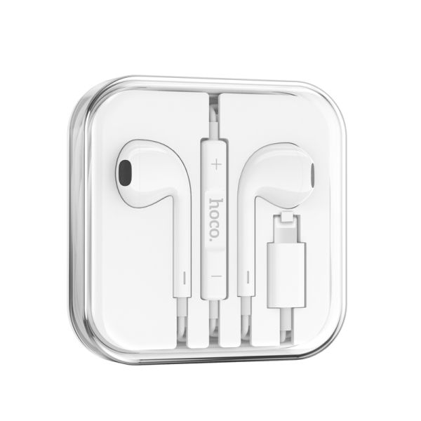 M111 Plug & Play Primero Digital Lightning Handsfree Earphones with Microphone – Wired In-Ear Headset for iPhone (White)
