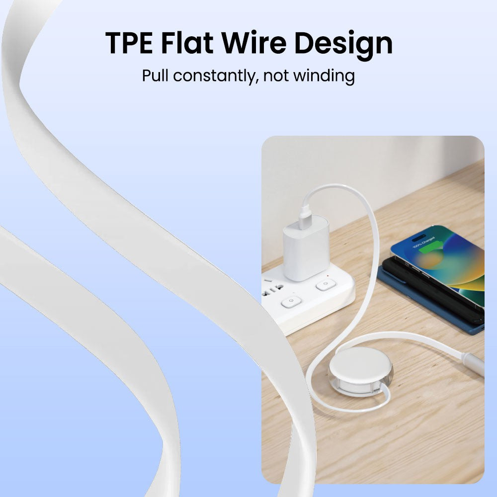 3 in 1 Retractable Fast Charge & Data Sync Cable IQTC2301 1.2m-White