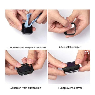 Hard PC Case with Tempered Glass Screen Protector for Apple Watch 41mm – Full Protection Cover