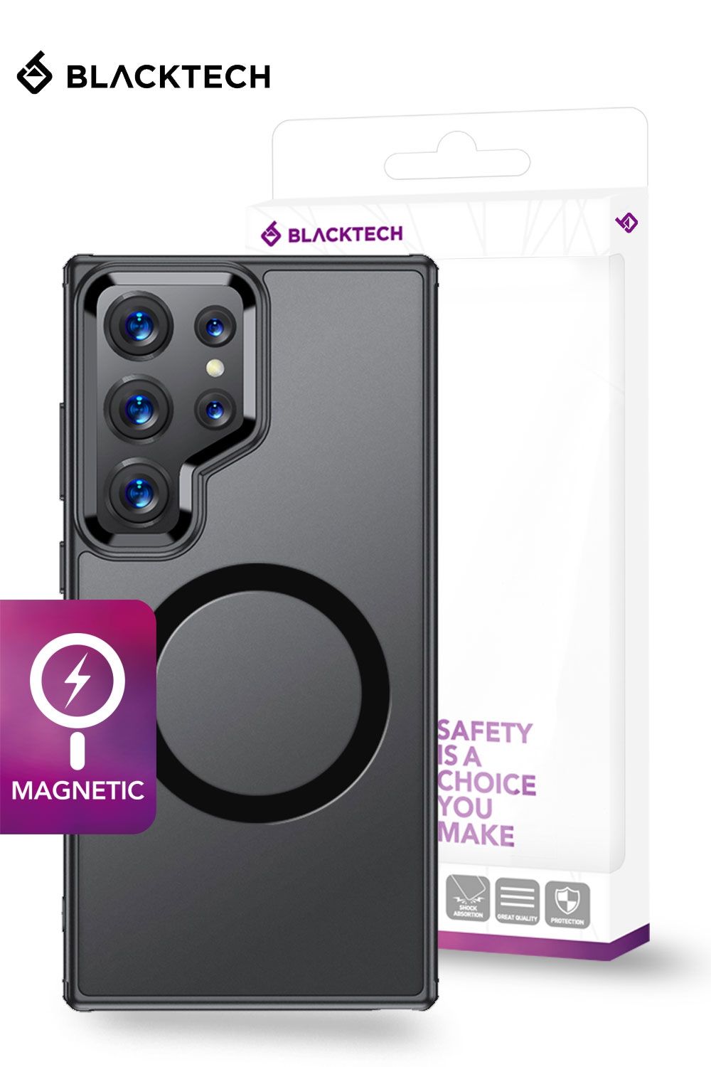 Aero Glide MagSafe Compatible Shock Proof Case for Samsung Galaxy S25 Ultra - Black