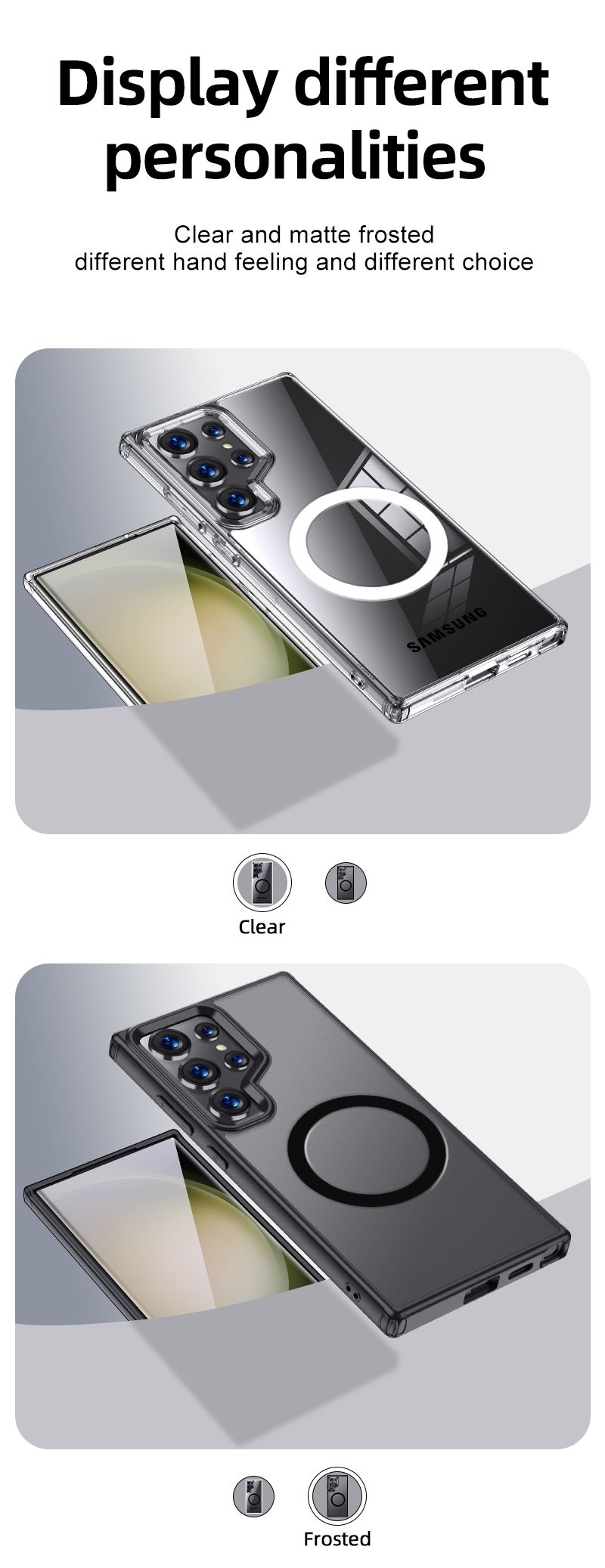 Aero Glide MagSafe Compatible Shock Proof Case for Samsung Galaxy S25 Ultra - Clear