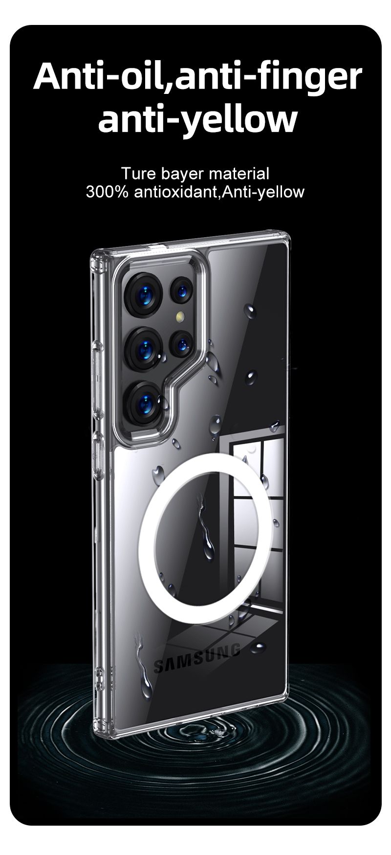 Aero Glide MagSafe Compatible Shock Proof Case for Samsung Galaxy S25 Ultra - Clear