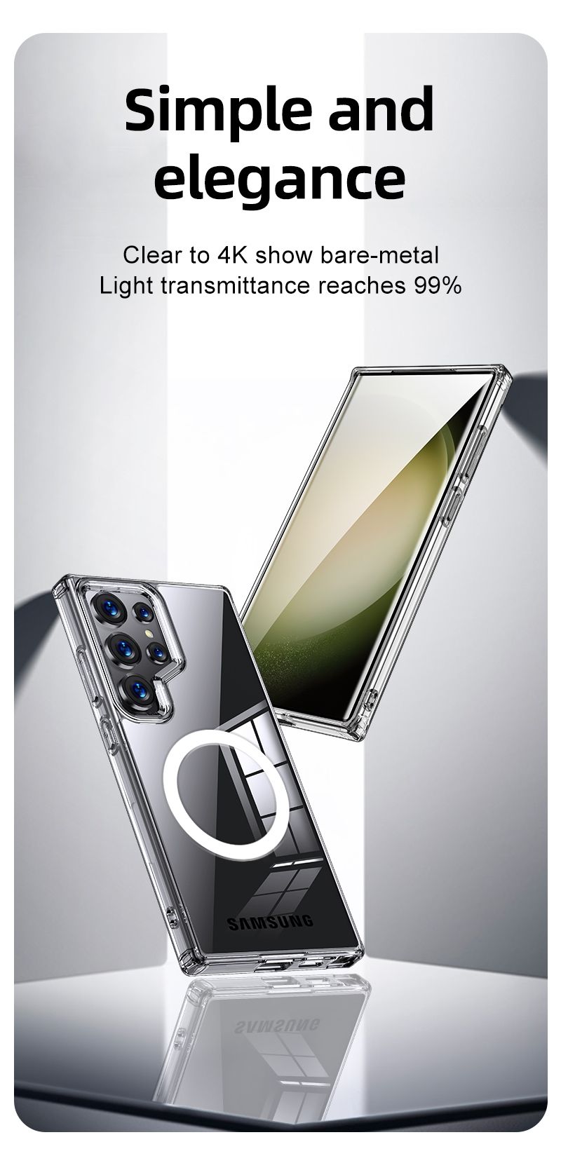 Aero Glide MagSafe Compatible Shock Proof Case for Samsung Galaxy S25 Ultra - Clear