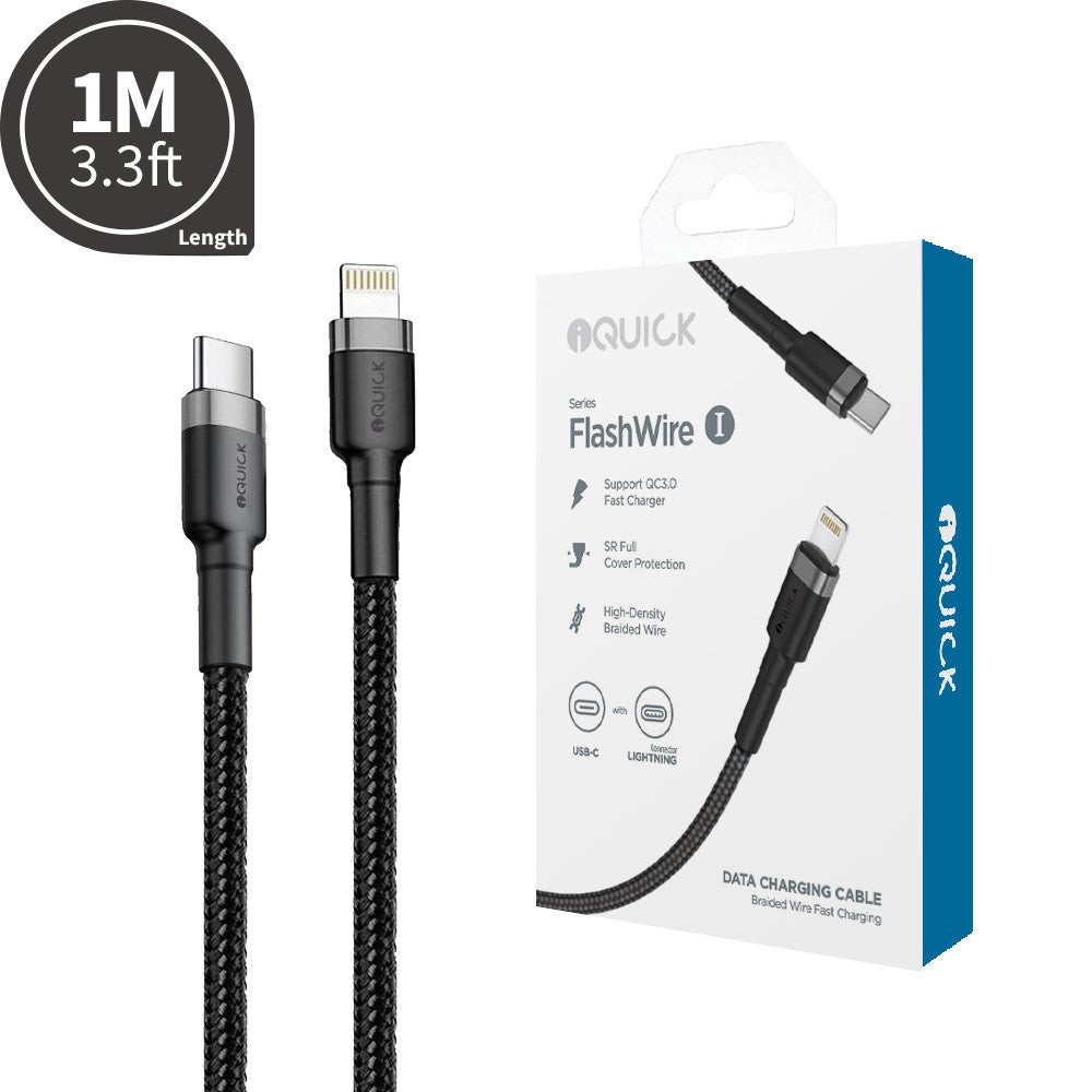 iQuick Braided USB-C to Lightning Cable | 1M Fast Charging