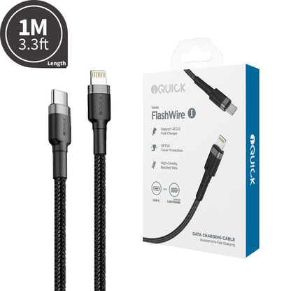 iQuick Braided USB-C to Lightning Cable | 1M Fast Charging