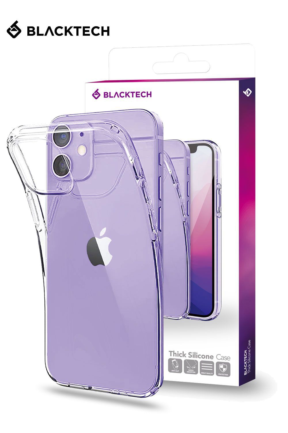 BLACKTECH Thick Silicone Clear Case for Galaxy S25 Ultra