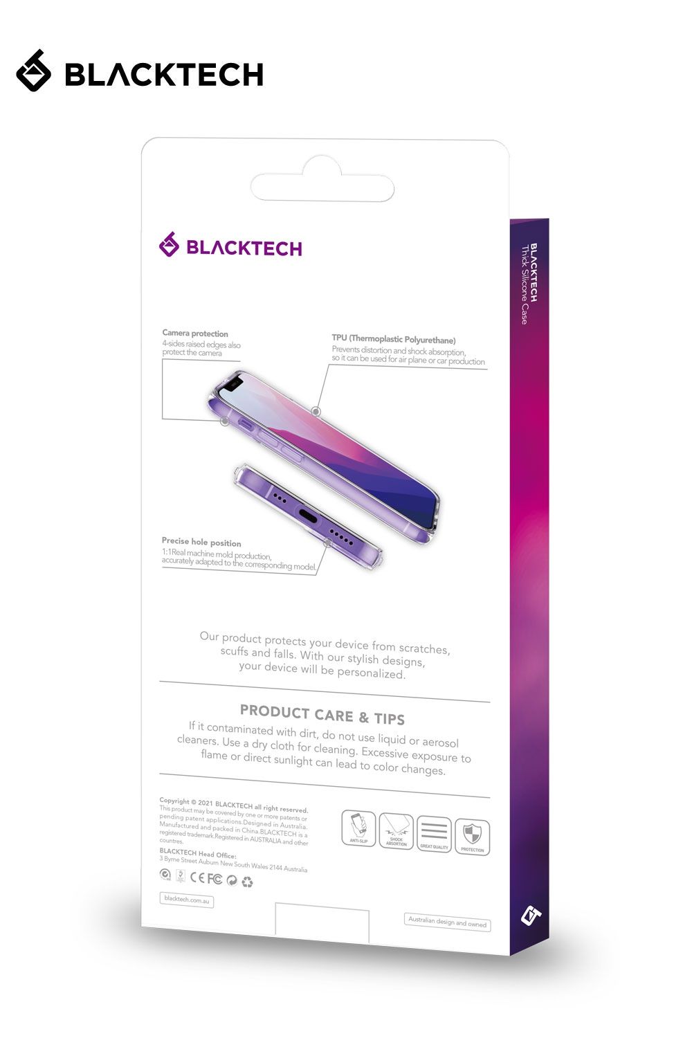BLACKTECH Thick Silicone Clear Case for Galaxy S25 Ultra