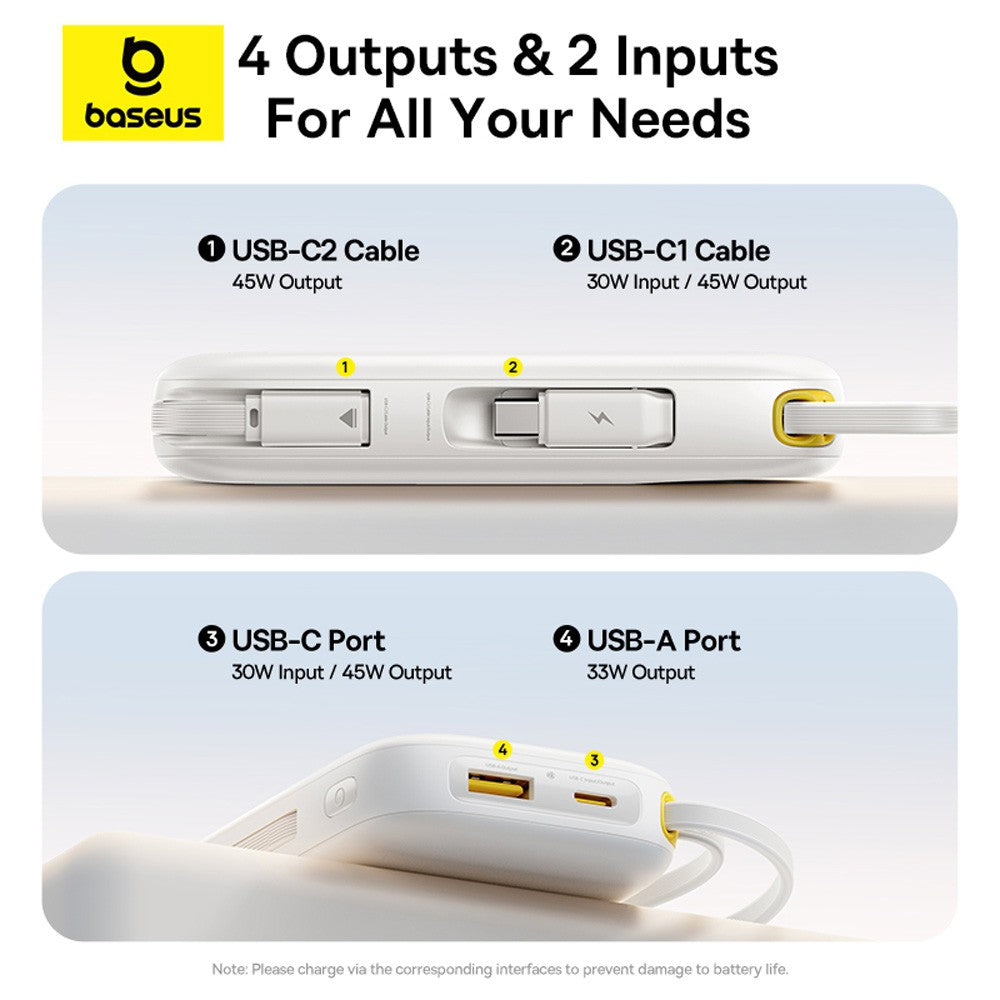 EnerFill FC31 Digital Display Power Bank – 10,000mAh, 45W Fast Charging, Dual Built-In Cables