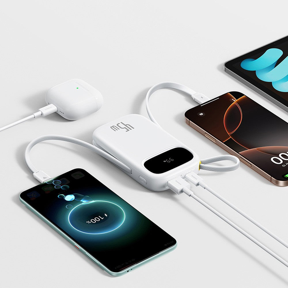 EnerFill FC31 Digital Display Power Bank – 10,000mAh, 45W Fast Charging, Dual Built-In Cables