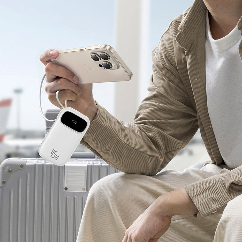 EnerFill FC31 Digital Display Power Bank – 10,000mAh, 45W Fast Charging, Dual Built-In Cables