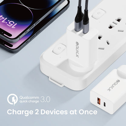 GaN II 30W PD3.0 QC3.0 Dual Ports Charging Adapter - White