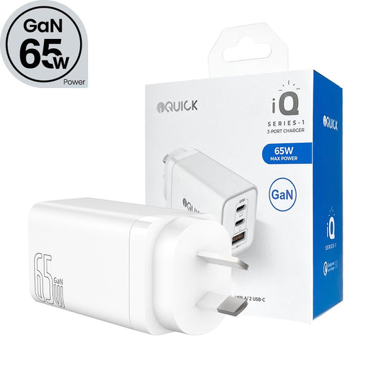 65W USB-C Dual Ports Charging Adapter-White