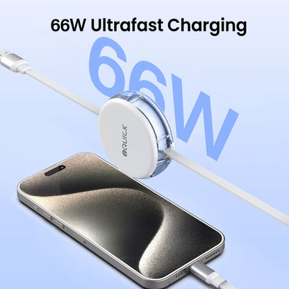 3 in 1 Retractable Fast Charge & Data Sync Cable IQTC2301 1.2m-White
