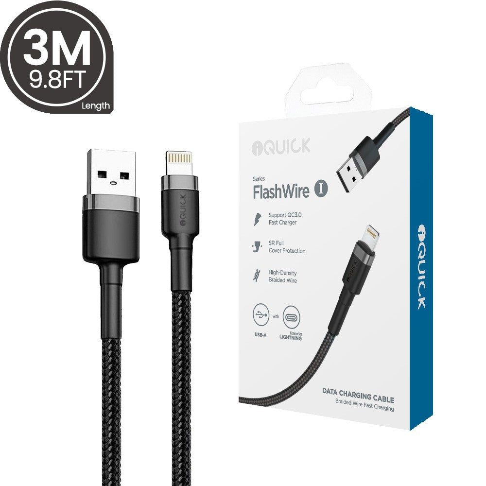 Braided Lightning to USB-A Fast Charging Cable 3M