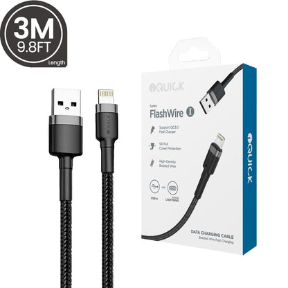 Braided Lightning to USB-A Fast Charging Cable 3M