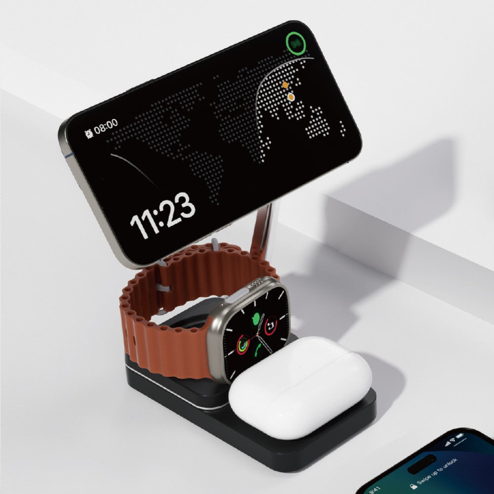 Twig T6 3-in-1 Foldable Wireless Charger Stand – Fast Wireless Charging for Apple Watch, iPhone & All Qi Devices