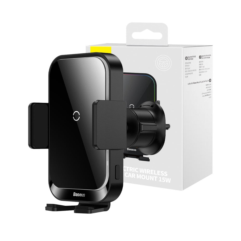 Baseus Halo Car Phone Holder with 15W Induction Wireless Charger – Air Vent Mount, Auto Alignment (SUDD000001, Black)