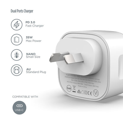 NANO Energy 1 35W USB-C Dual Ports Charging Adapter - White