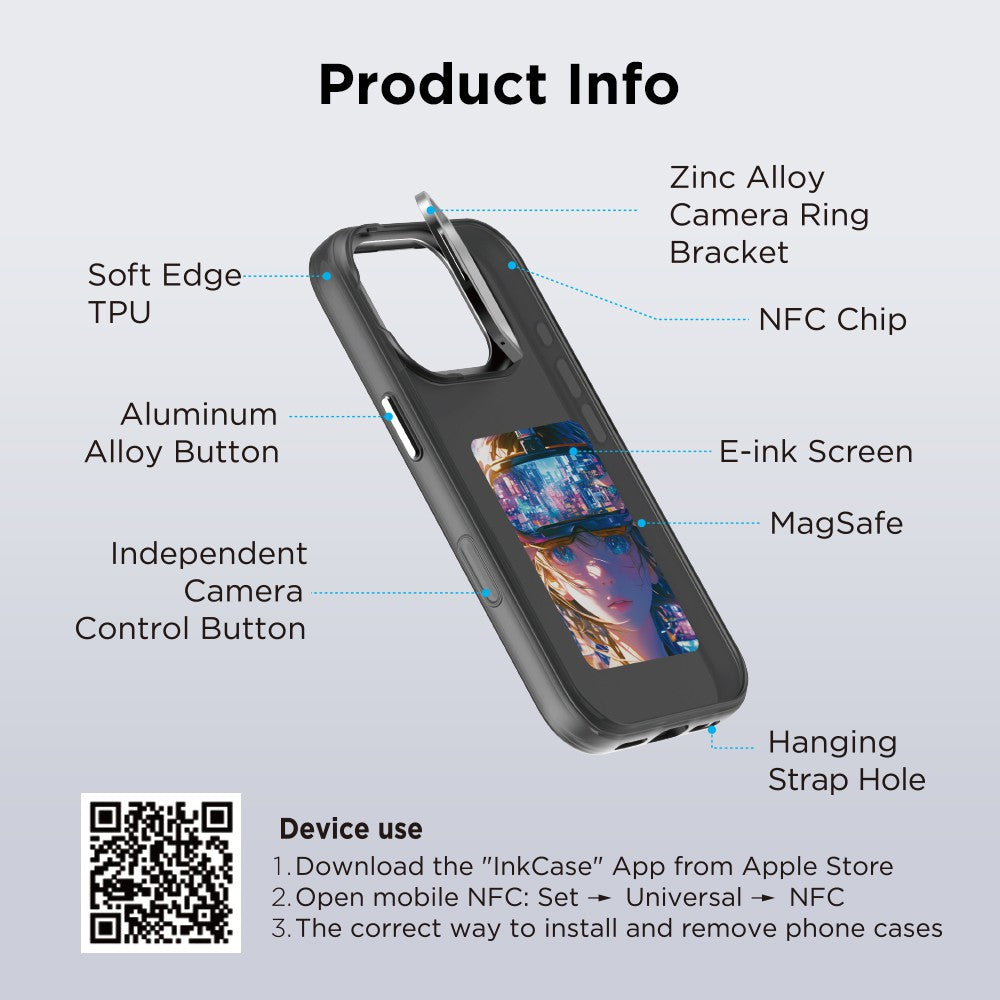 E-Ink Display Customizable Image Magnetic Case for iPhone 16 Pro