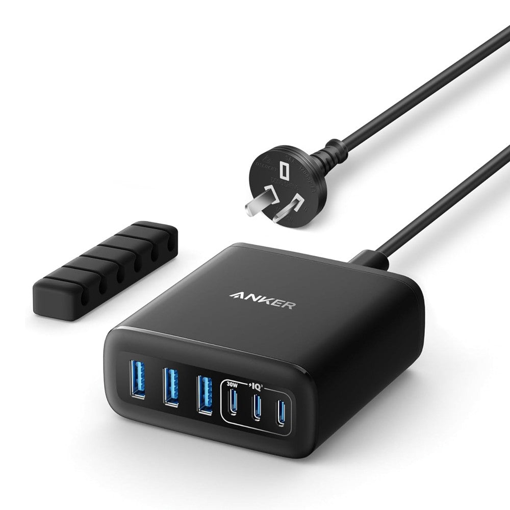 Anker 112W 6-Port USB Charging Station – PowerIQ Fast Charger for Phones, Tablets & Laptops (Model A2154T11)