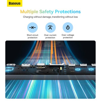 Baseus EliteJoy Gen2 12-Port USB-C Hub Adapter – Dual HDMI, DisplayPort, USB 3.0, PD, RJ45, SD/TF, 3.5mm (Dark Gray)