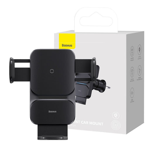 Wisdom Auto Alignment Car Mount Wireless Charger 15W – Smart Gravity Fast Charging Phone Holder (CGZX000001, Black)