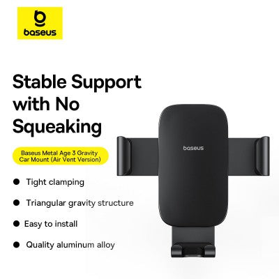 Metal Age 3 Gravity Car Mount – Air Vent Phone Holder (Model C40467600111-01, Black)