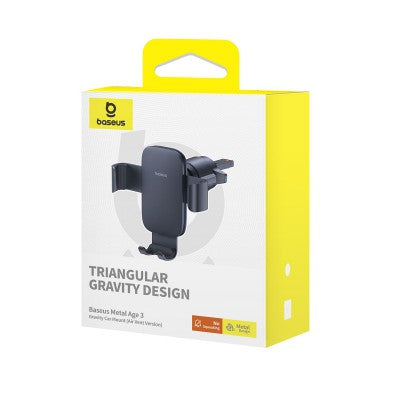 Metal Age 3 Gravity Car Mount – Air Vent Phone Holder (Model C40467600111-01, Black)