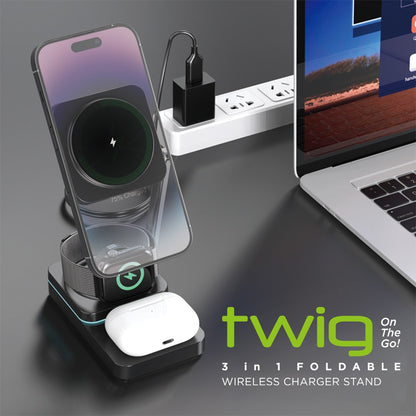 Twig T6 3-in-1 Foldable Wireless Charger Stand – Fast Wireless Charging for Apple Watch, iPhone & All Qi Devices