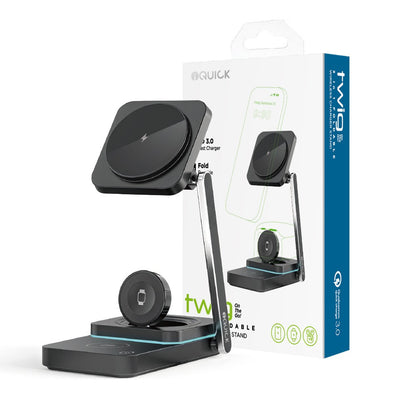 Twig T6 3-in-1 Foldable Wireless Charger Stand – Fast Wireless Charging for Apple Watch, iPhone & All Qi Devices
