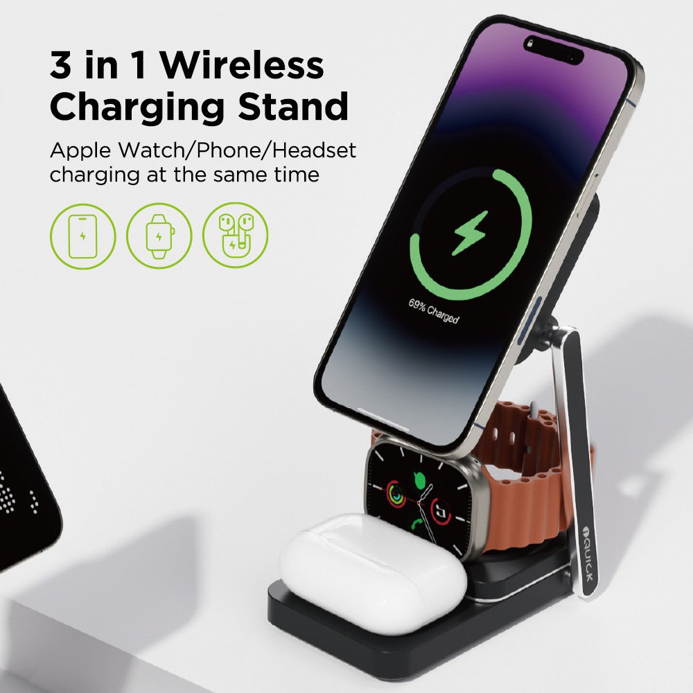 Twig T6 3-in-1 Foldable Wireless Charger Stand – Fast Wireless Charging for Apple Watch, iPhone & All Qi Devices