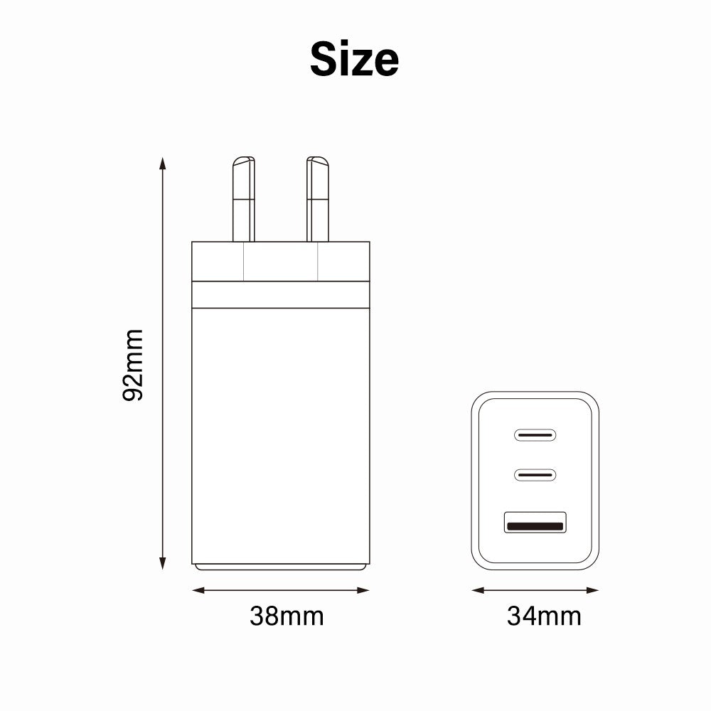 65W USB-C Dual Ports Charging Adapter-White