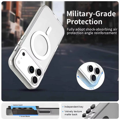Hybrid Transparent Acrylic + TPU Case with Magnetic Ring for iPhone 17 Pro Max