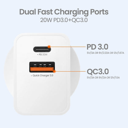 20W PD3.0 + QC3.0 Fast Charging Adapter