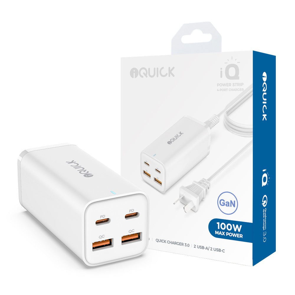 100W 2 USB A 2 USB C 4-Port Charger Power Strip - White