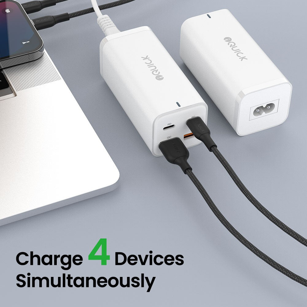 100W 2 USB A 2 USB C 4-Port Charger Power Strip - White