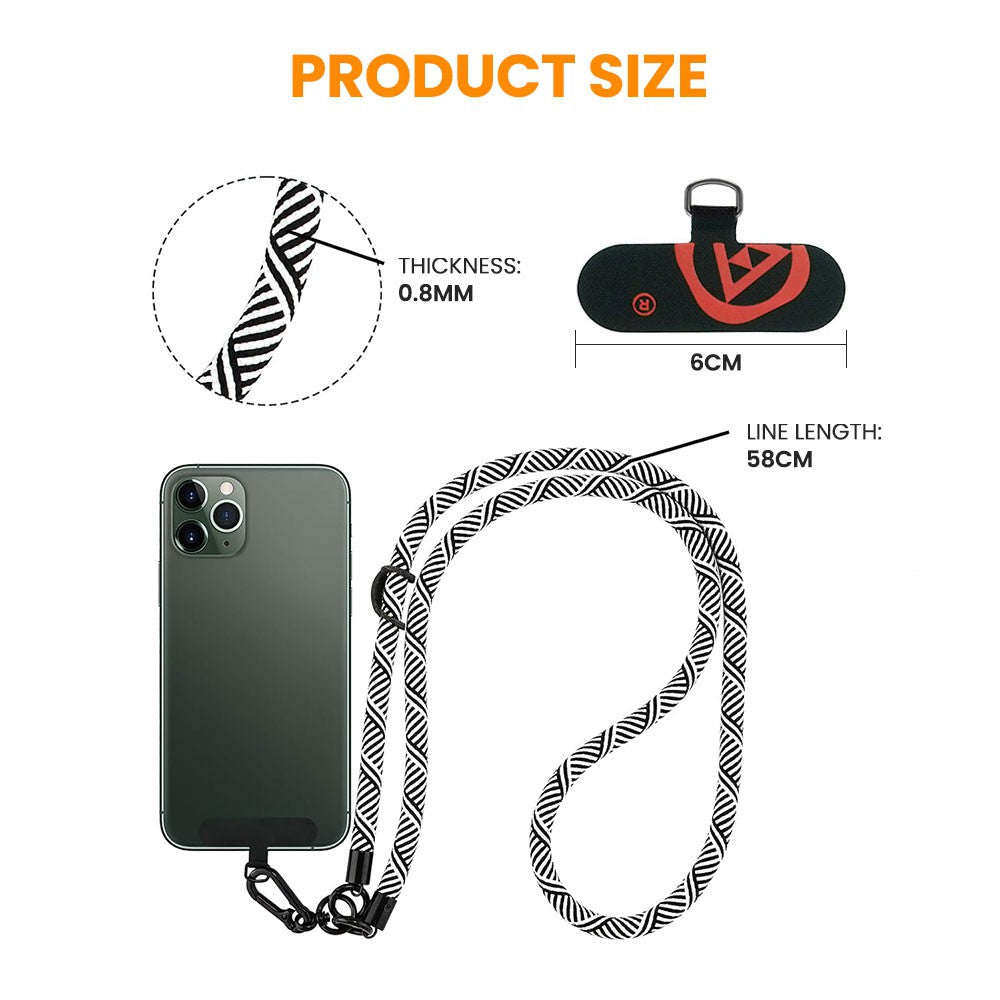 Universal Crossbody Phone Lanyard – 8mm Thick Round Rope Strap | Heavy-Duty Anti-Drop Mobile Neck & Shoulder Lanyard for All Smartphones