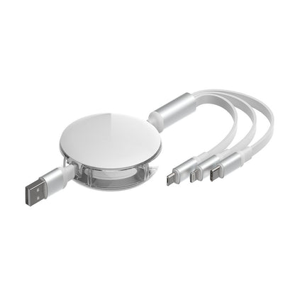 3 in 1 Retractable Fast Charge & Data Sync Cable IQTC2301 1.2m-White
