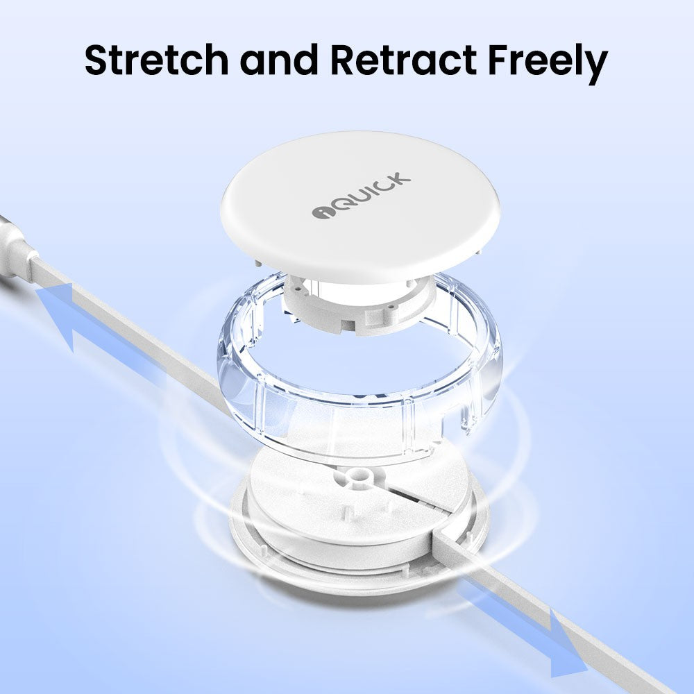 3 in 1 Retractable Fast Charge & Data Sync Cable IQTC2301 1.2m-White
