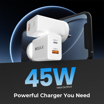 GaN II 45W PD3.0 QC3.0 Dual Ports Charging Adapter - White
