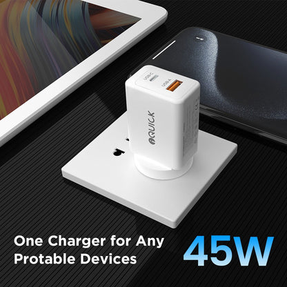 GaN II 45W PD3.0 QC3.0 Dual Ports Charging Adapter - White