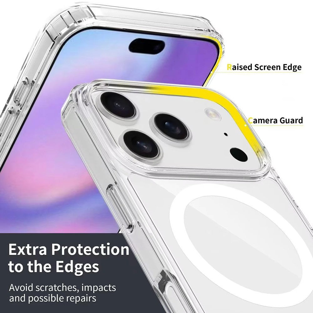 Hybrid Transparent Acrylic + TPU Case with Magnetic Ring for iPhone 17 Pro Max