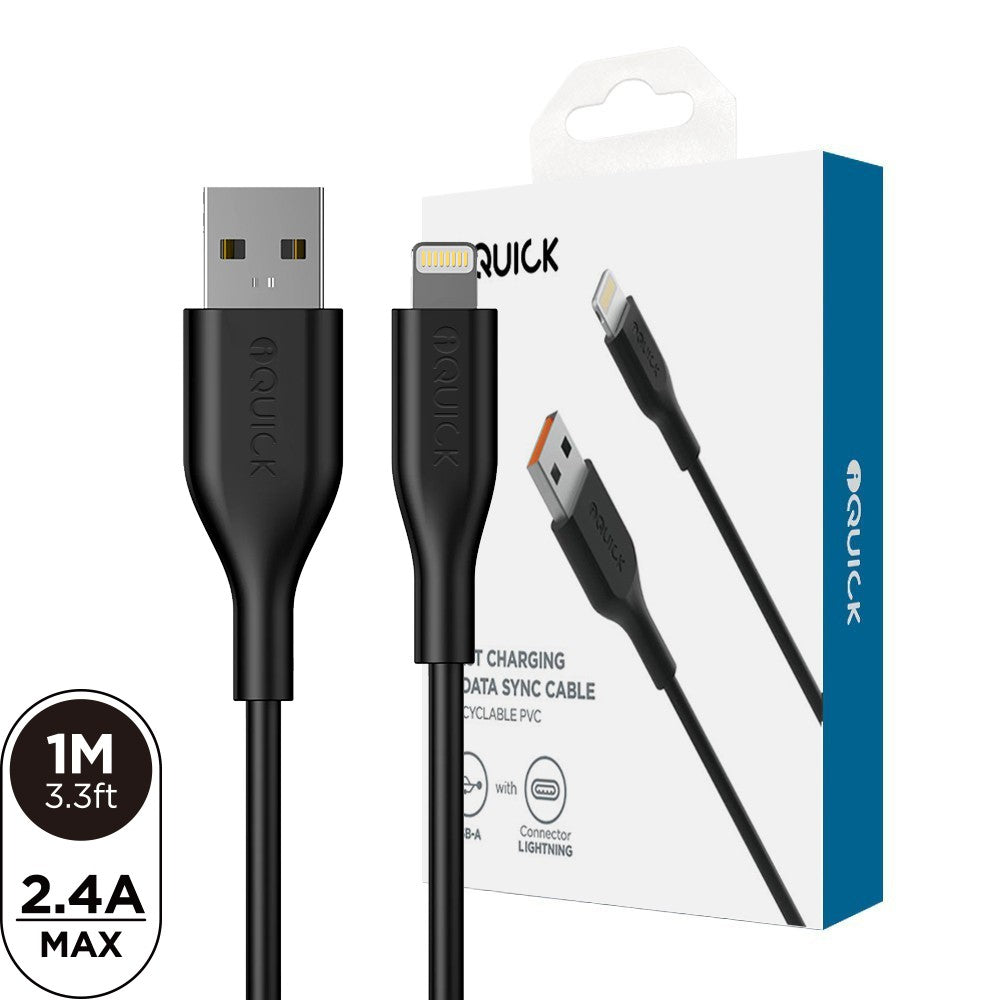 PVC USB-A to Lightning Fast Charging Cable – 1M