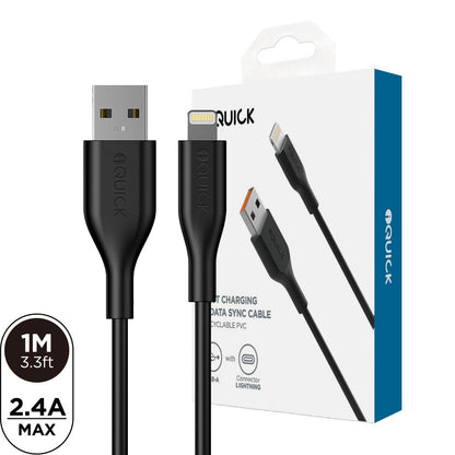 PVC USB-A to Lightning Fast Charging Cable – 1M