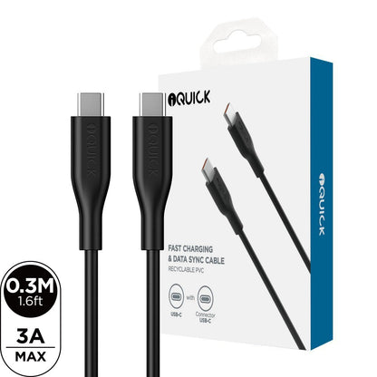 PVC USB-C to USB-C Fast Charging Cable – 0.3M