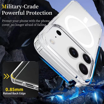 Hybrid Transparent Acrylic + TPU Case with Magnetic Ring for iPhone 17 Pro Max