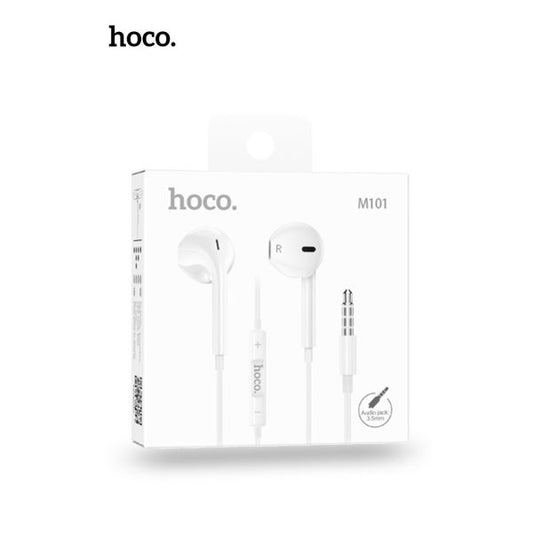 M101 Crystal 3.5mm Handsfree Earphones with Microphone – Wired In-Ear Headset (White)